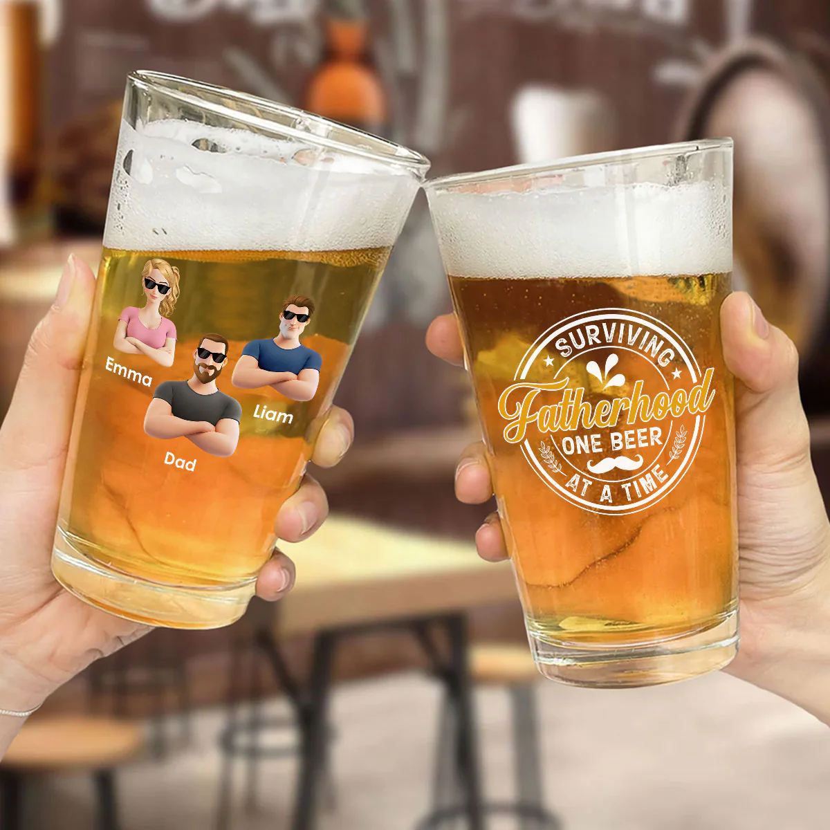 Fatherhood- Personalized Custom Beer Glass - Image 5