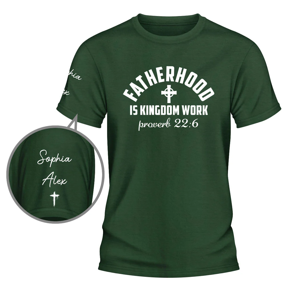 Fatherhood - Personalized Custom Shirt With Design On Sleeve - Image 4