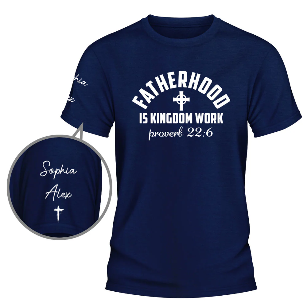 Fatherhood - Personalized Custom Shirt With Design On Sleeve - Image 5