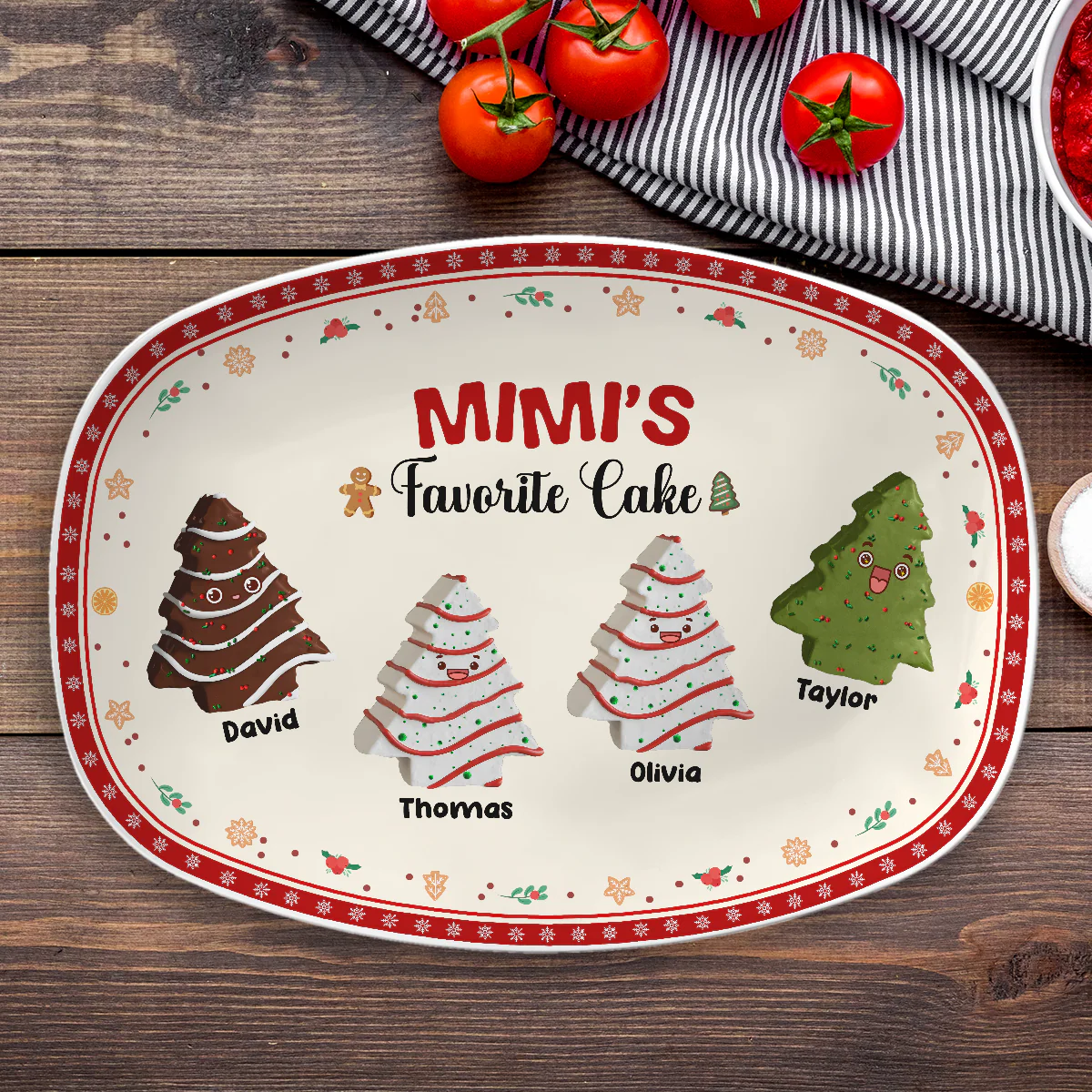 Favorite Christmas Tree Cake Of Grandma - Personalized Custom Platter - Image 3