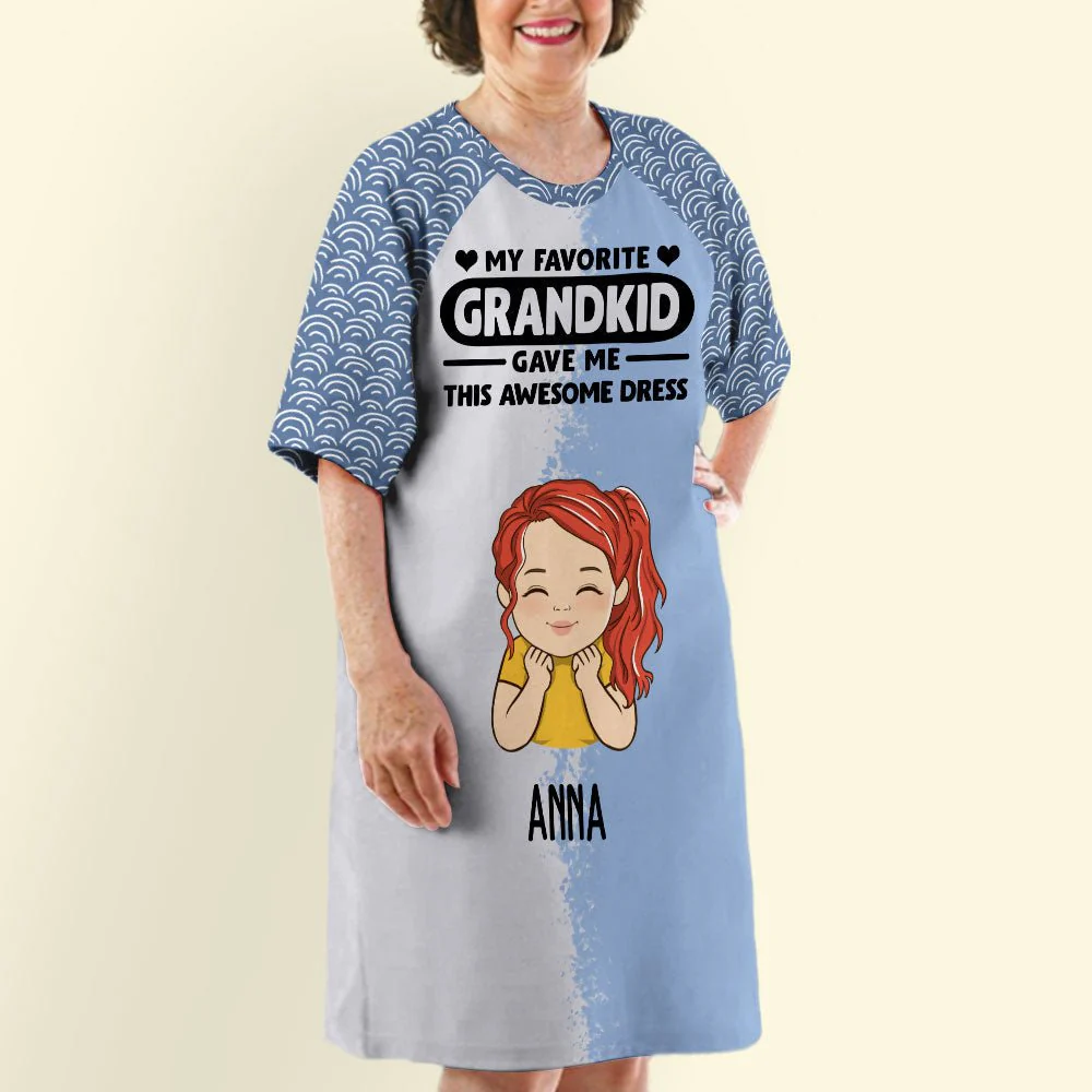 Favorite Grandkids Gave Me - Personalized Custom 3/4 Sleeve Dress - Image 2
