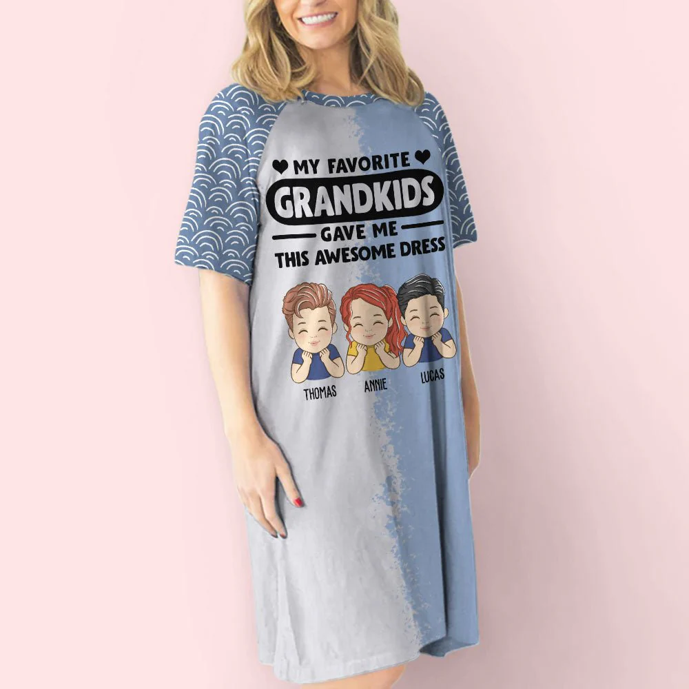 Favorite Grandkids Gave Me - Personalized Custom 3/4 Sleeve Dress - Image 3