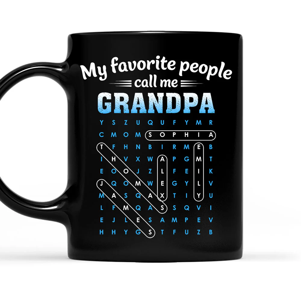 Favorite People Call Grandpa Dad Word Search Puzzle - Personalized Custom Coffee Mug