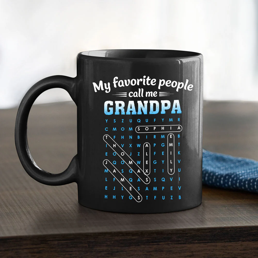 Favorite People Call Grandpa Dad Word Search Puzzle - Personalized Custom Coffee Mug - Image 2