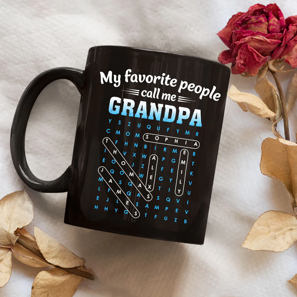 Favorite People Call Grandpa Dad Word Search Puzzle - Personalized Custom Coffee Mug - Image 4