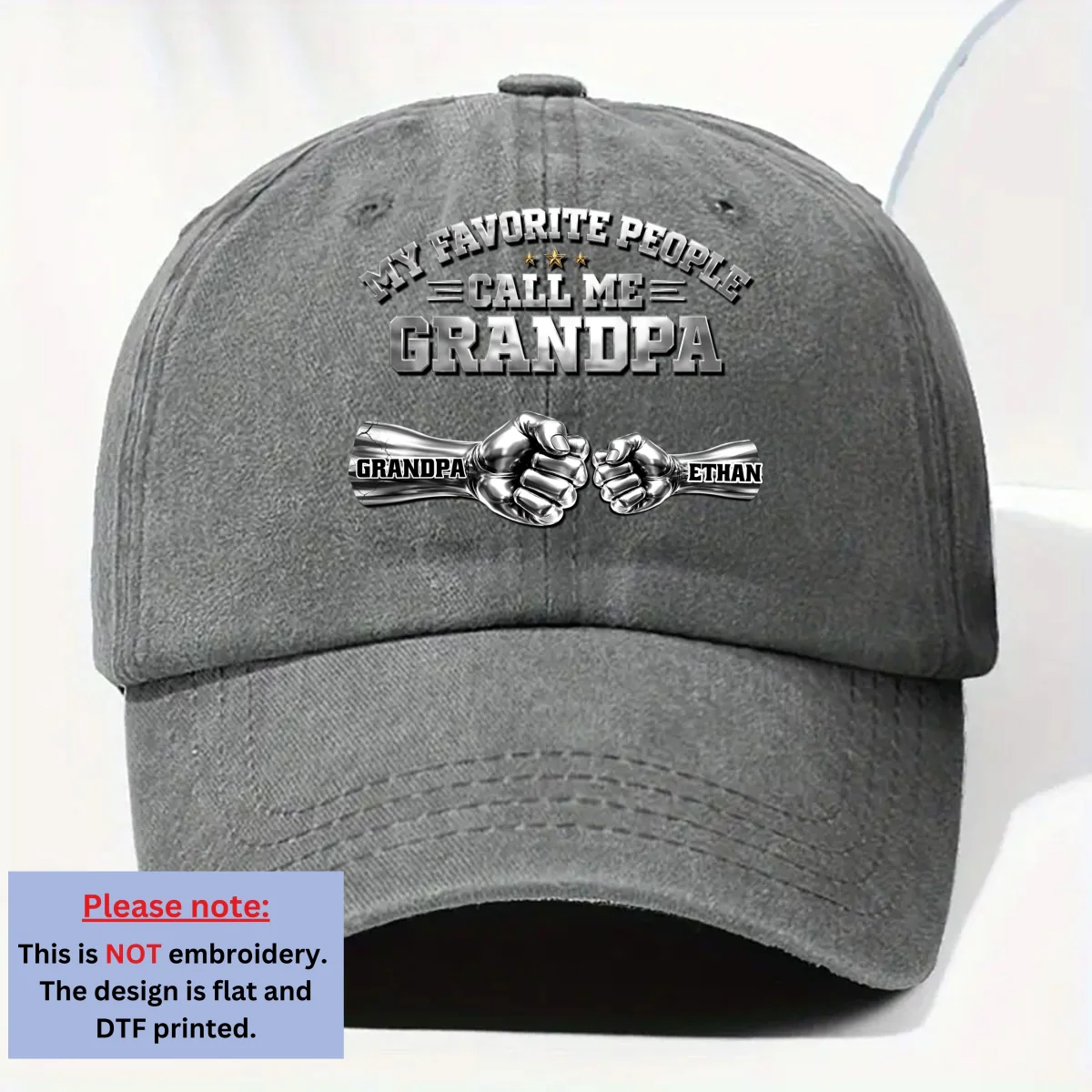 Favorite People - Personalized Custom Vintage Washed Denim Cap - Image 8