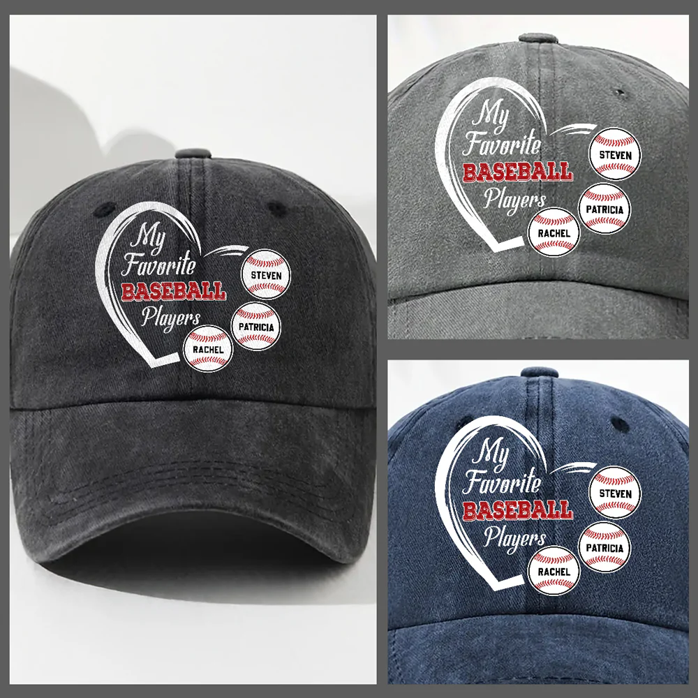Favorite Players On My Cap - Personalized Custom Vintage Washed Denim Cap - Image 5