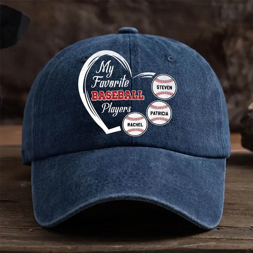 Favorite Players On My Cap - Personalized Custom Vintage Washed Denim Cap - Image 7