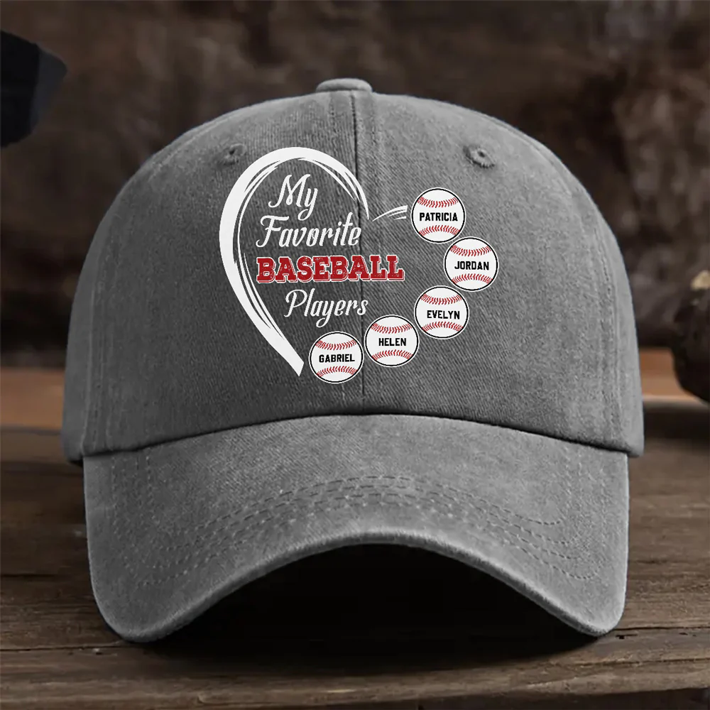 Favorite Players On My Cap - Personalized Custom Vintage Washed Denim Cap - Image 8