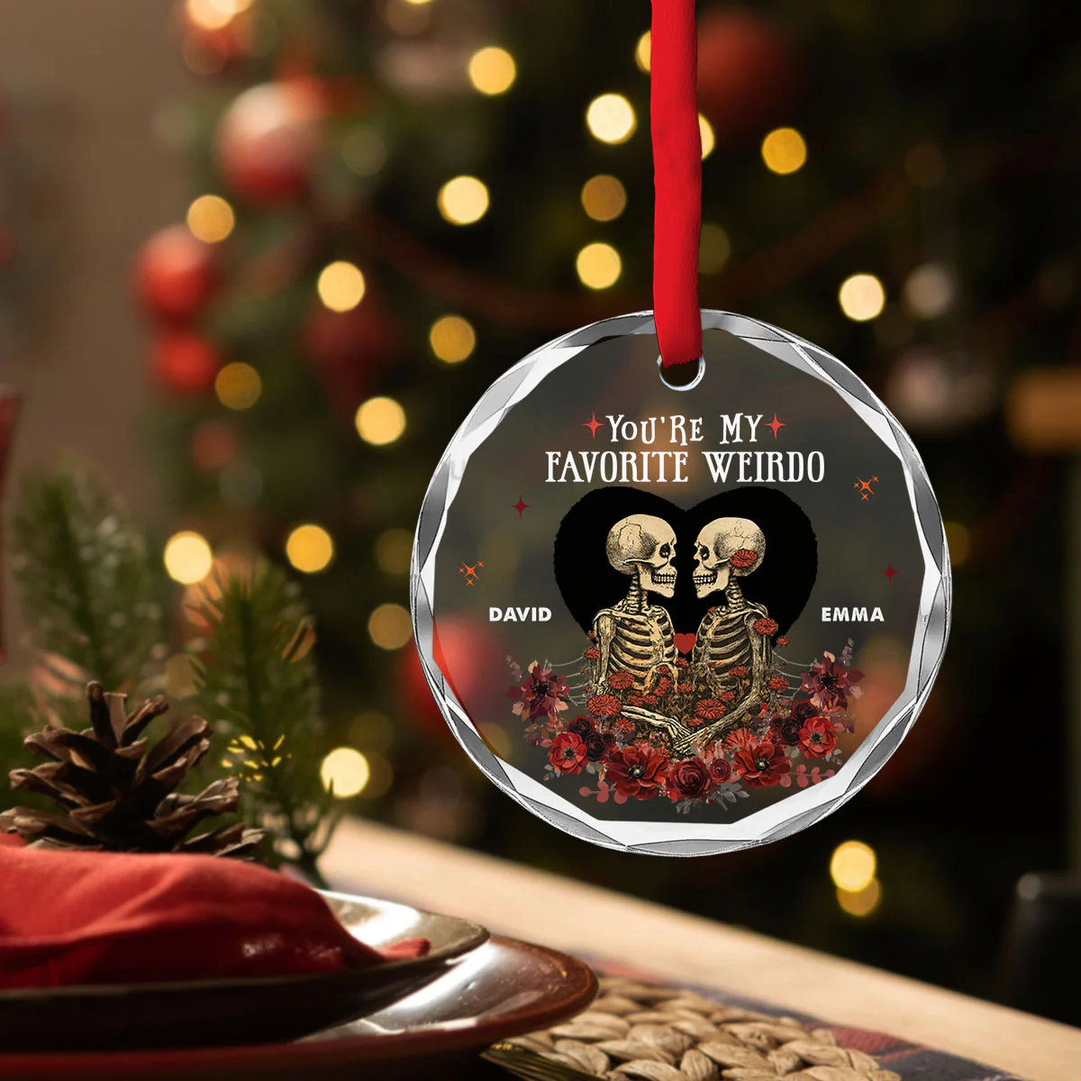 Favorite Weirdo - Personalized Custom Glass Ornament - Image 3