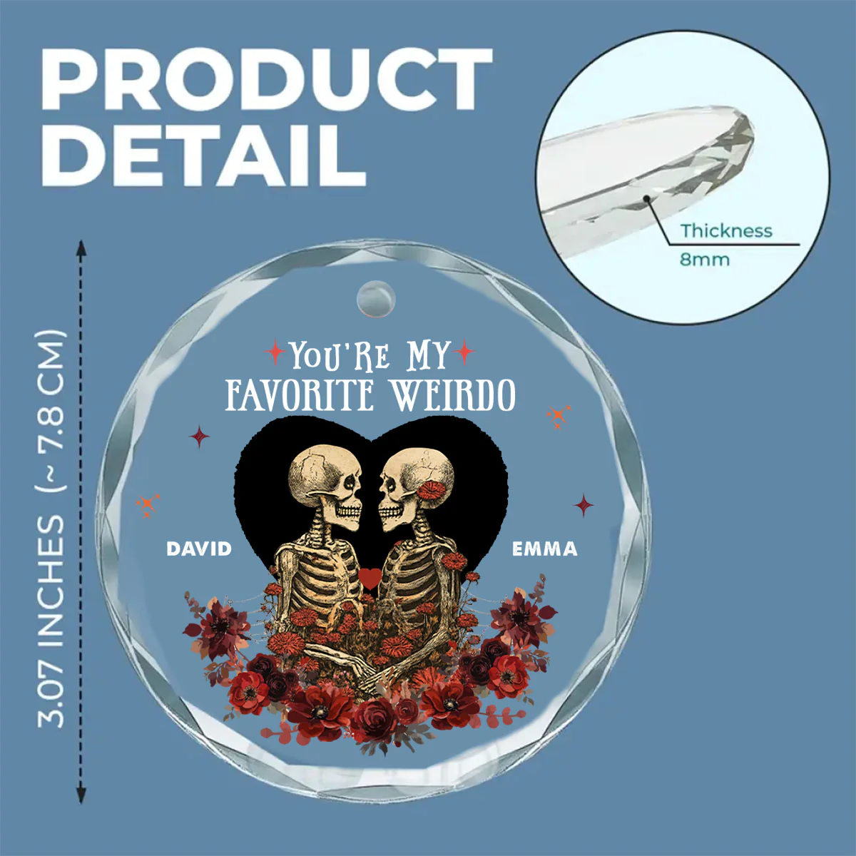 Favorite Weirdo - Personalized Custom Glass Ornament - Image 4