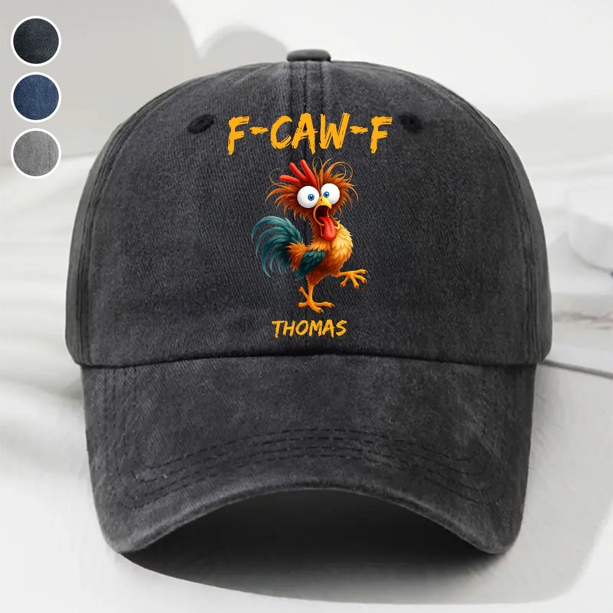 FCAWF Chicken Humor - Personalized Custom Vintage Washed Denim Cap