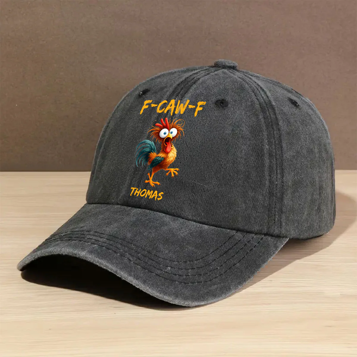 FCAWF Chicken Humor - Personalized Custom Vintage Washed Denim Cap - Image 2