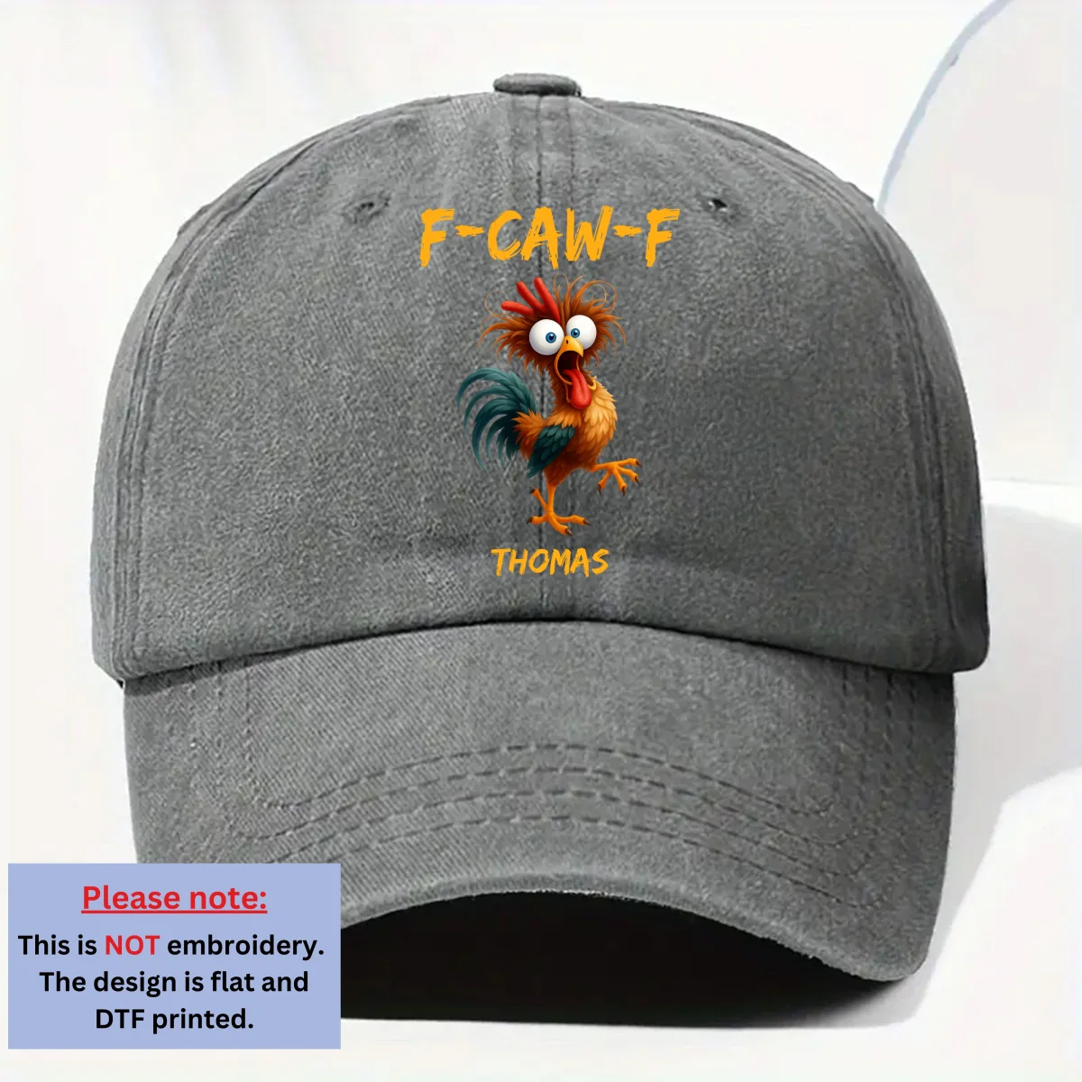 FCAWF Chicken Humor - Personalized Custom Vintage Washed Denim Cap - Image 7