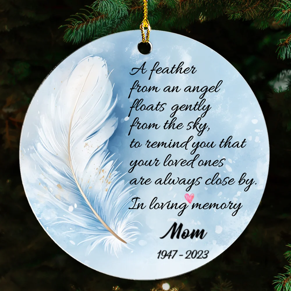 Feather Memorial - Personalized Custom Acrylic Ornament - Image 4