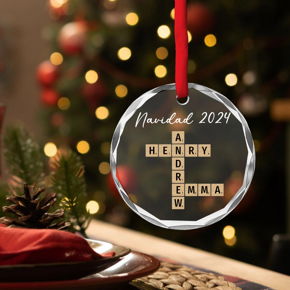 Feliz Navidad - Personalized Custom Glass Ornament - Image 2