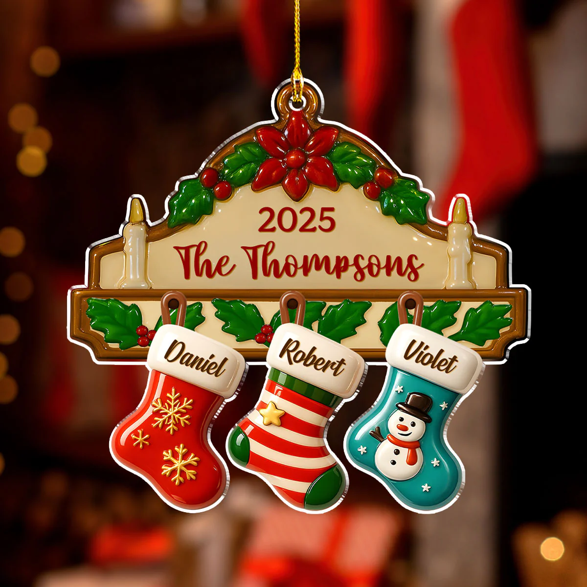 Festive Family Cheer - Personalized Custom Acrylic Ornament - Image 2