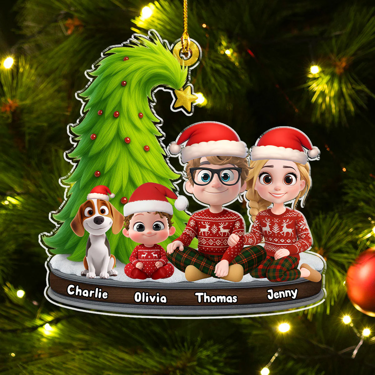 Festive Family - Personalized Custom Acrylic Ornament - Image 2