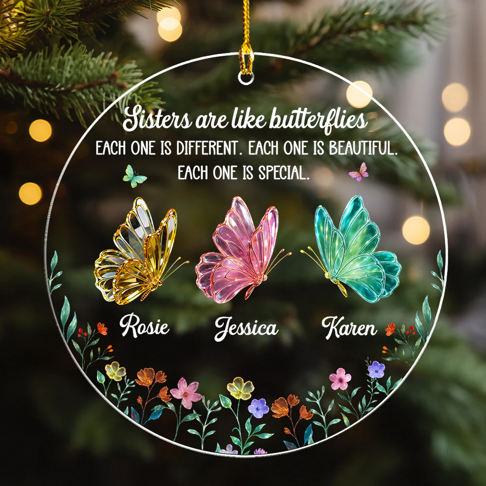 Festive Sister Love - Personalized Custom Acrylic Ornament