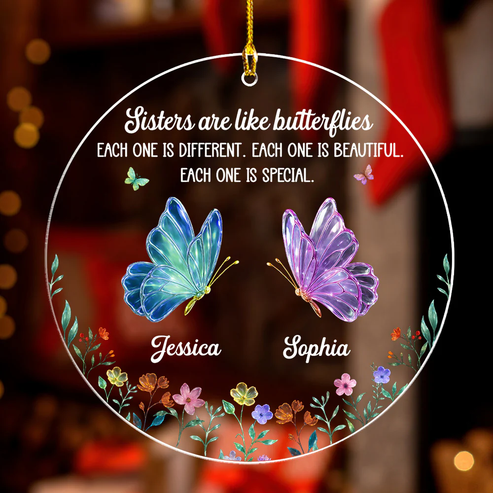 Festive Sister Love - Personalized Custom Acrylic Ornament - Image 2