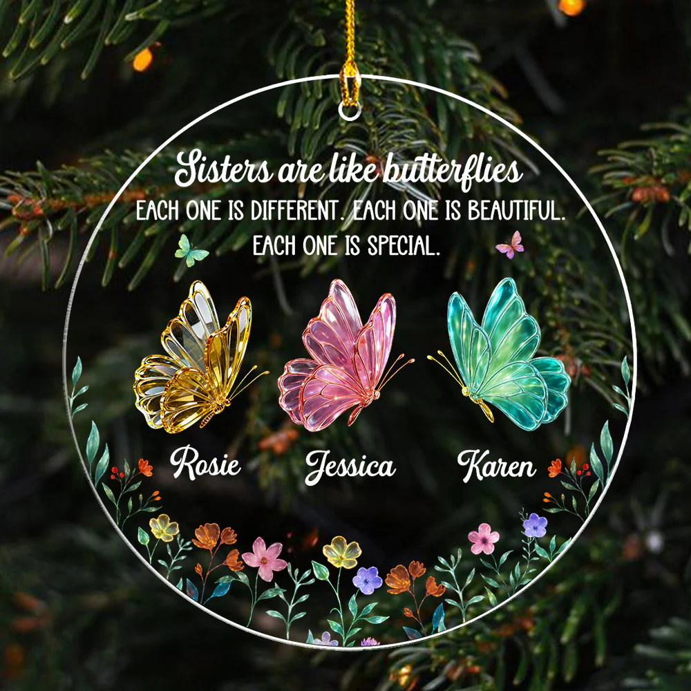 Festive Sister Love - Personalized Custom Acrylic Ornament - Image 5