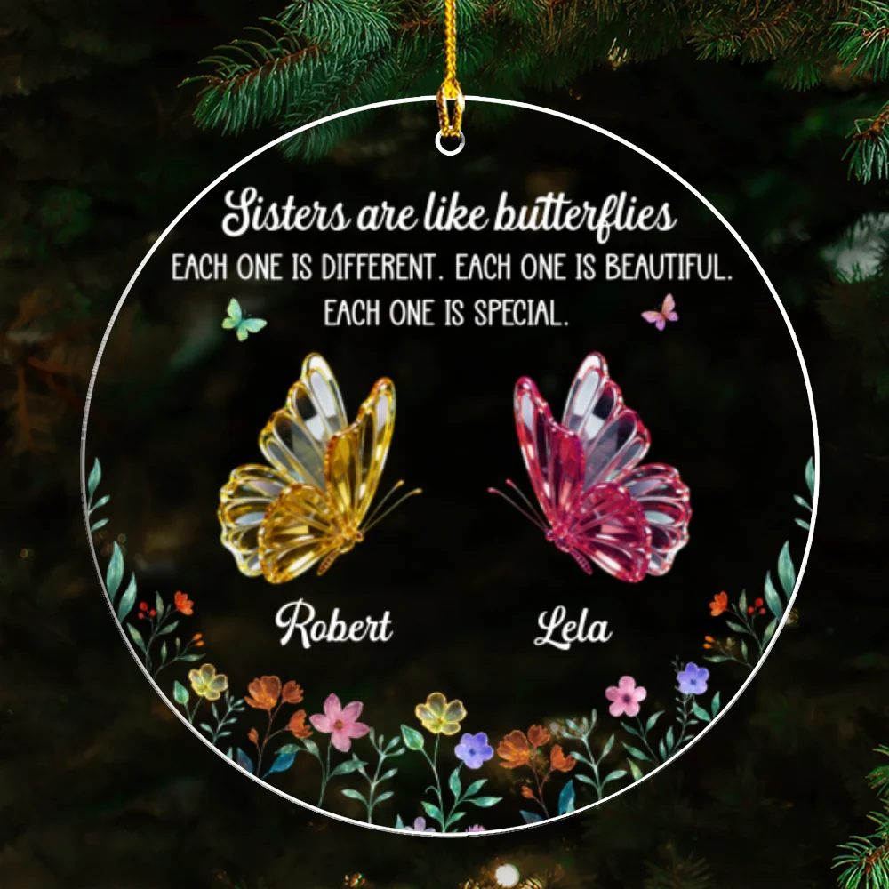 Festive Sister Love - Personalized Custom Acrylic Ornament - Image 6