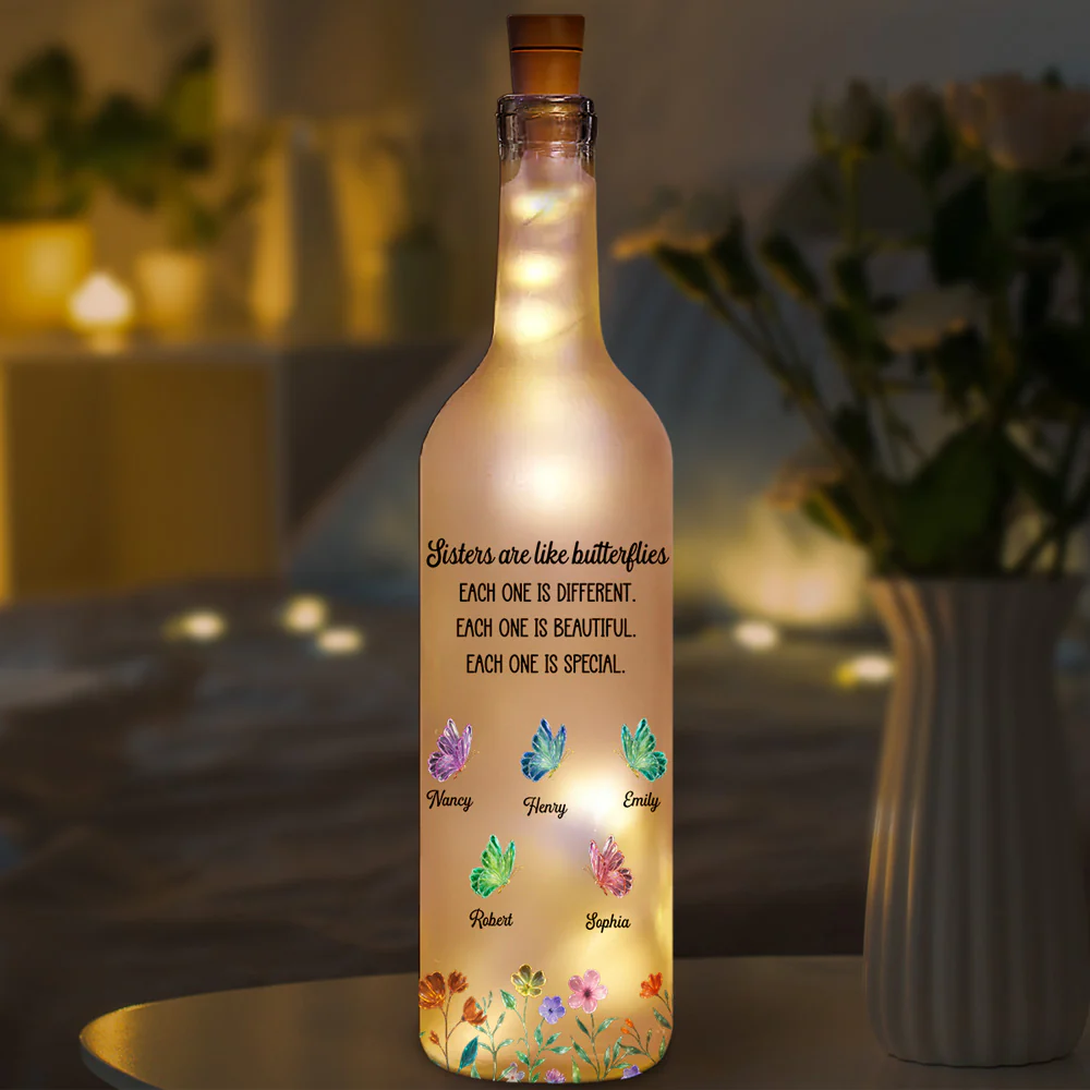 Festive Sister Love - Personalized Custom Bottle Lamp