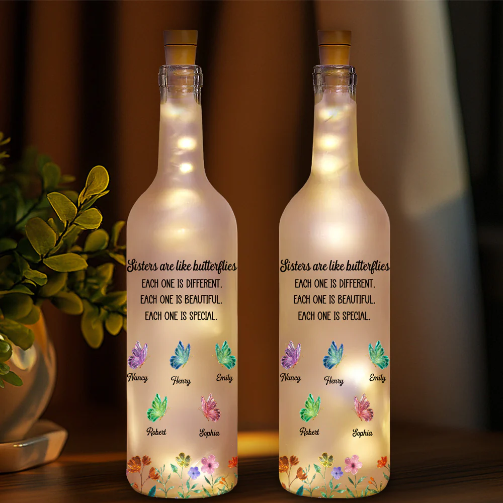 Festive Sister Love - Personalized Custom Bottle Lamp - Image 2