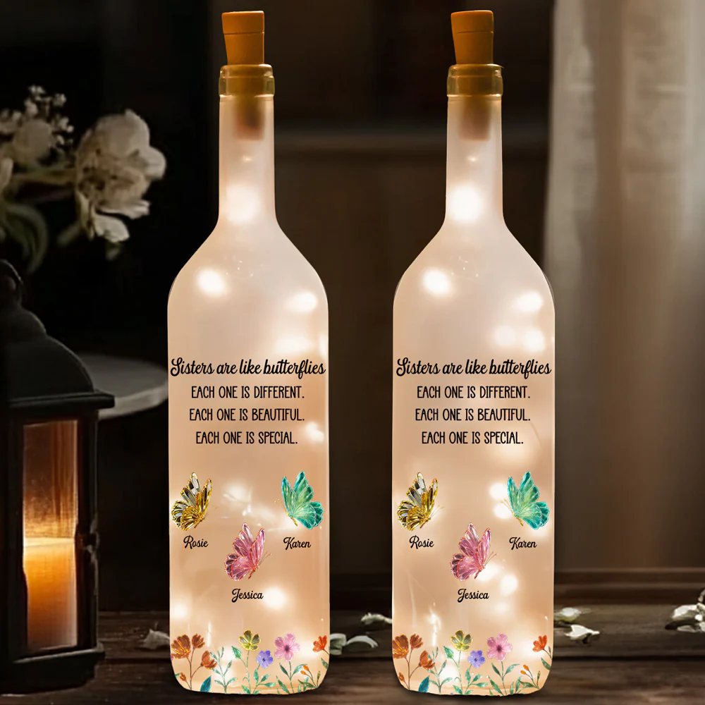 Festive Sister Love - Personalized Custom Bottle Lamp - Image 3
