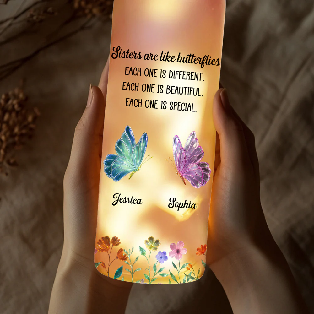 Festive Sister Love - Personalized Custom Bottle Lamp - Image 4