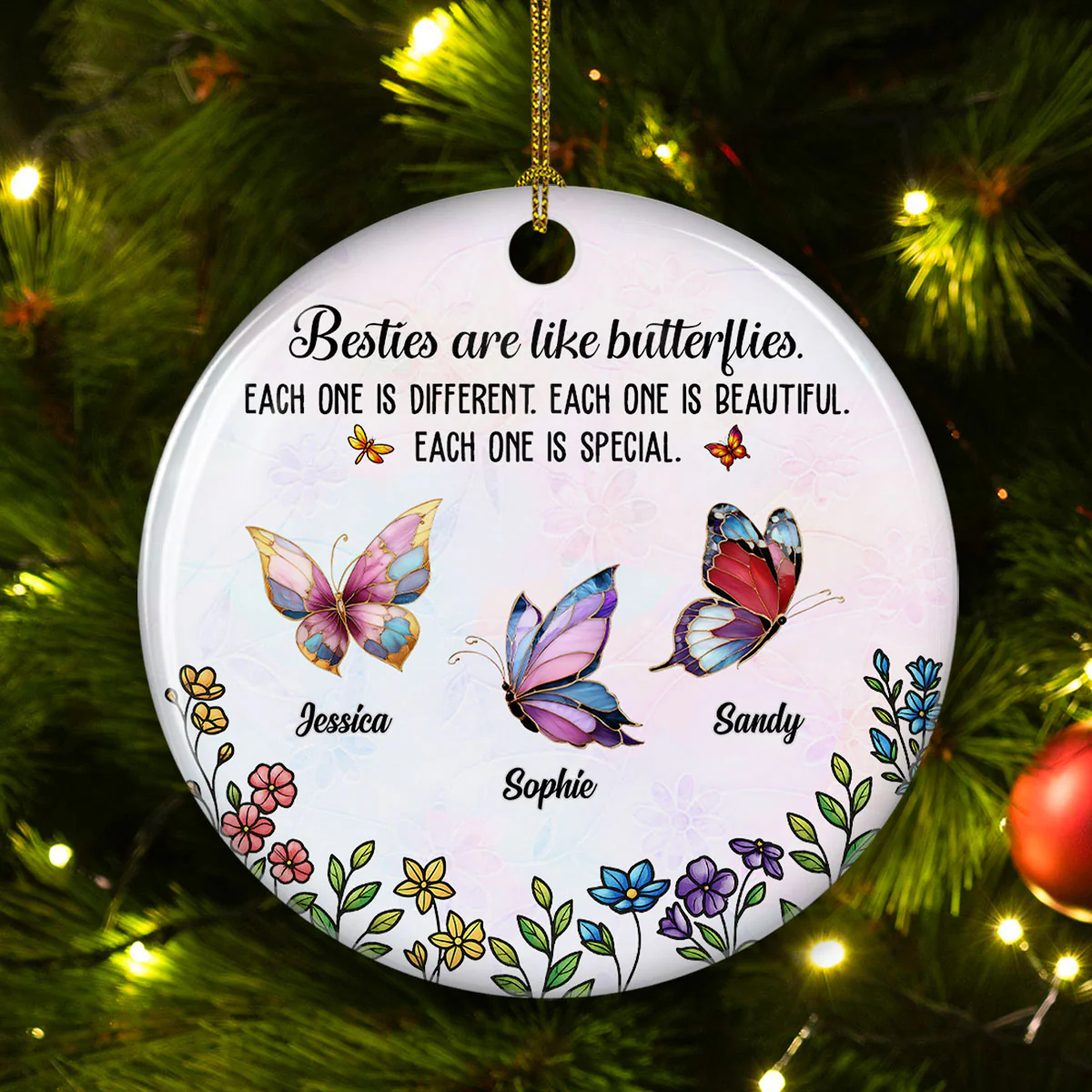 Festive Sister Love - Personalized Custom Ceramic Ornament - Image 4