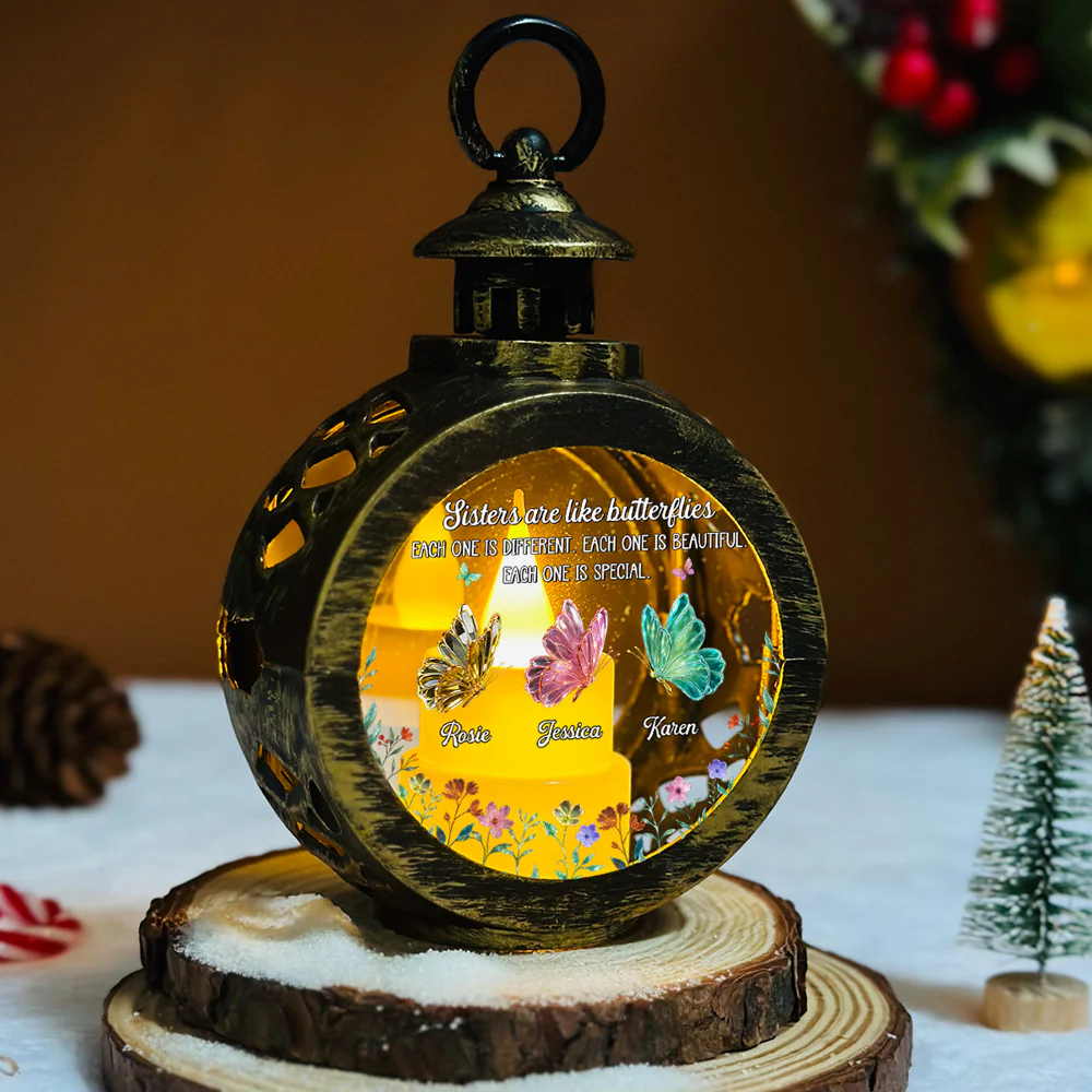 Festive Sister Love - Personalized Custom Christmas Lantern - Image 5