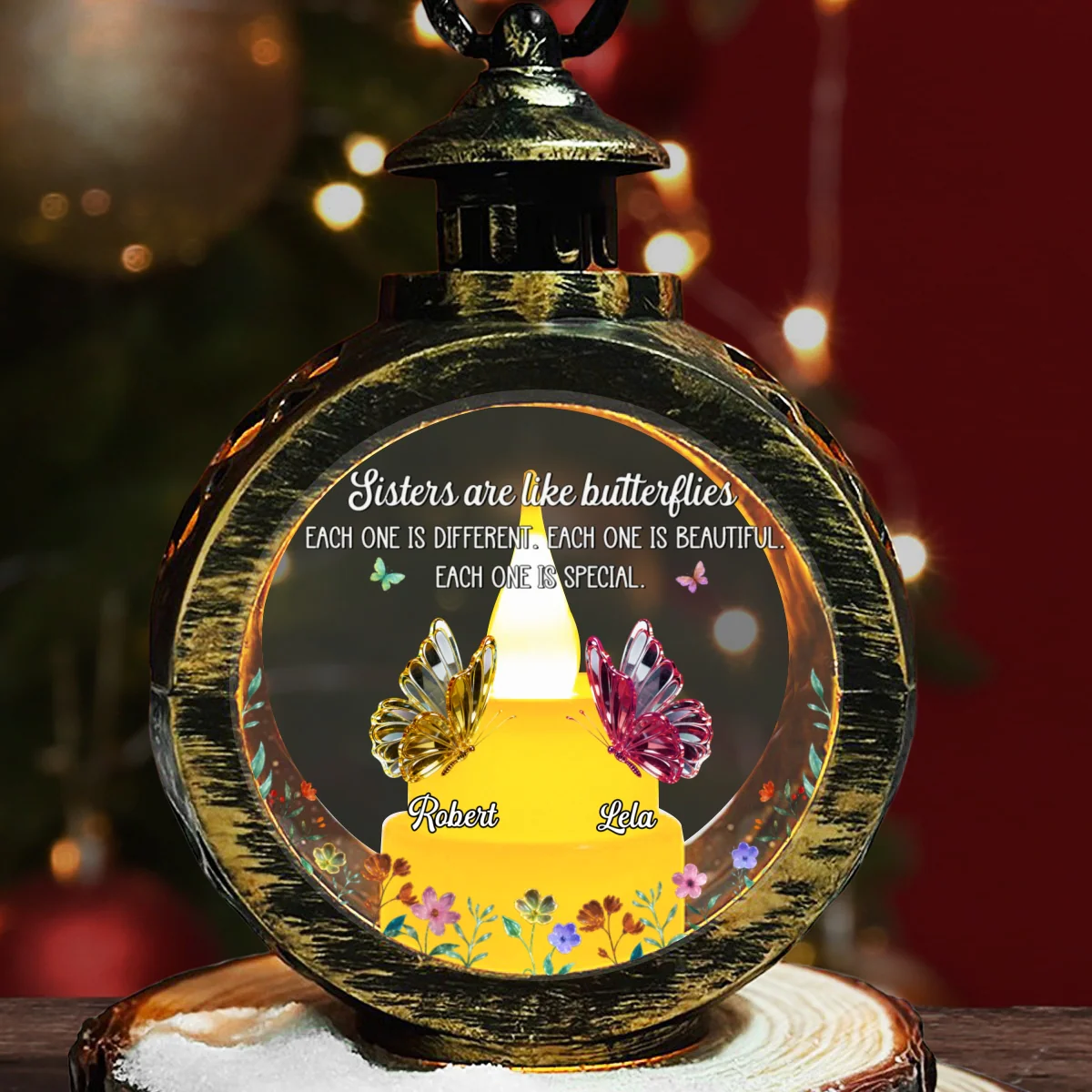 Festive Sister Love - Personalized Custom Christmas Lantern - Image 6