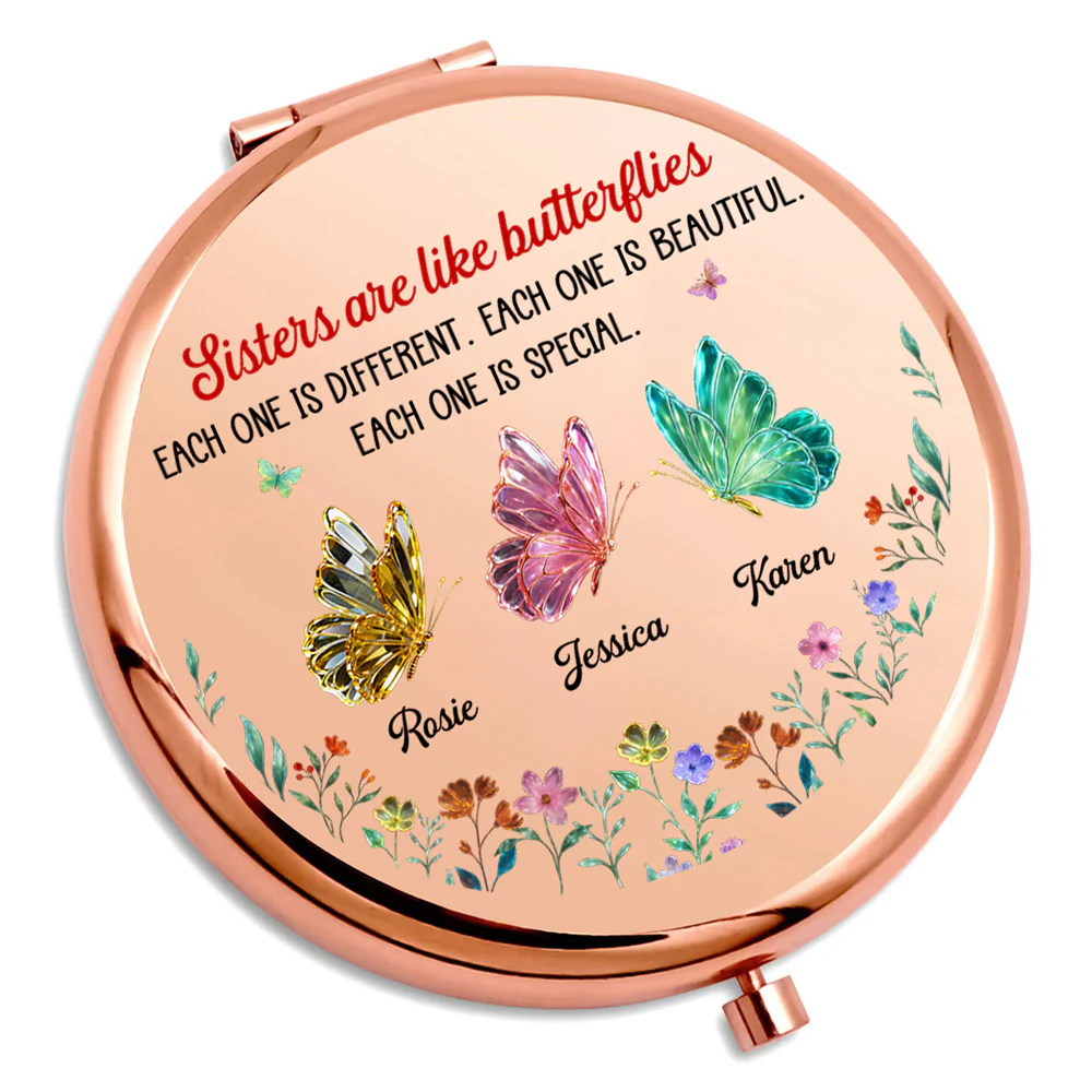 Festive Sister Love - Personalized Custom Compact Mirror - Image 2