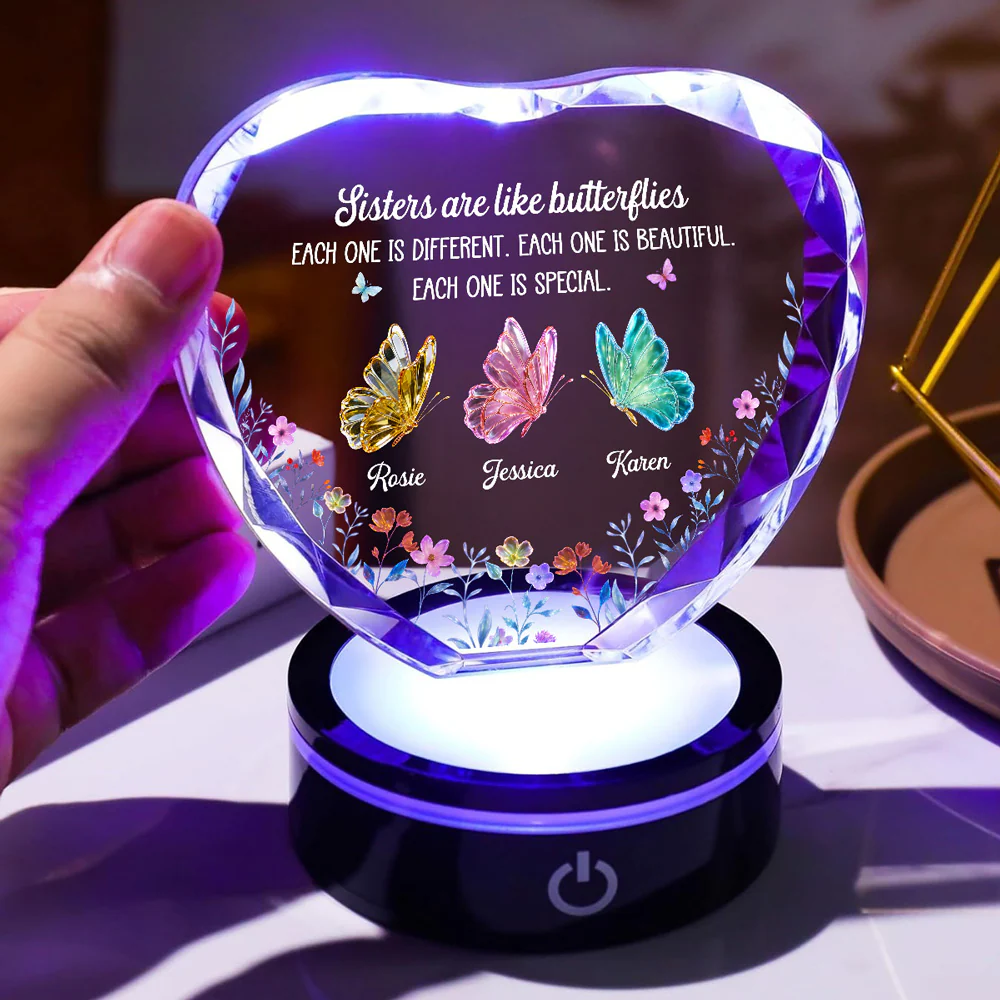 Festive Sister Love - Personalized Custom Crystal Led Light - Image 4