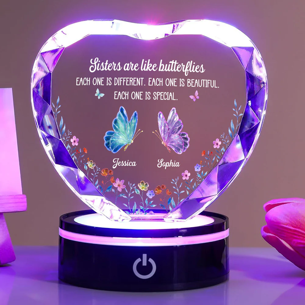 Festive Sister Love - Personalized Custom Crystal Led Light - Image 5
