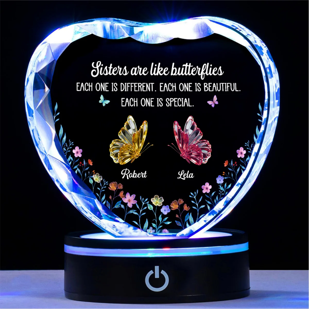 Festive Sister Love - Personalized Custom Crystal Led Light - Image 9