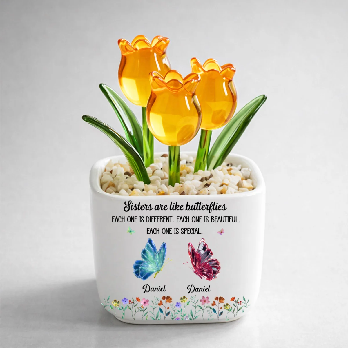 Festive Sister Love - Personalized Custom Glass Everlasting Tulips - Image 9