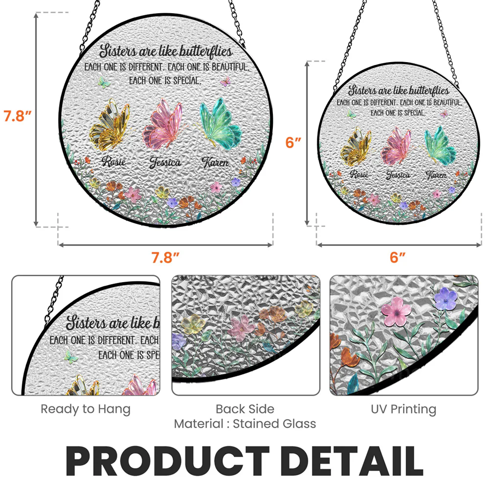 Festive Sister Love - Personalized Custom Window Hanging Suncatcher - Image 5