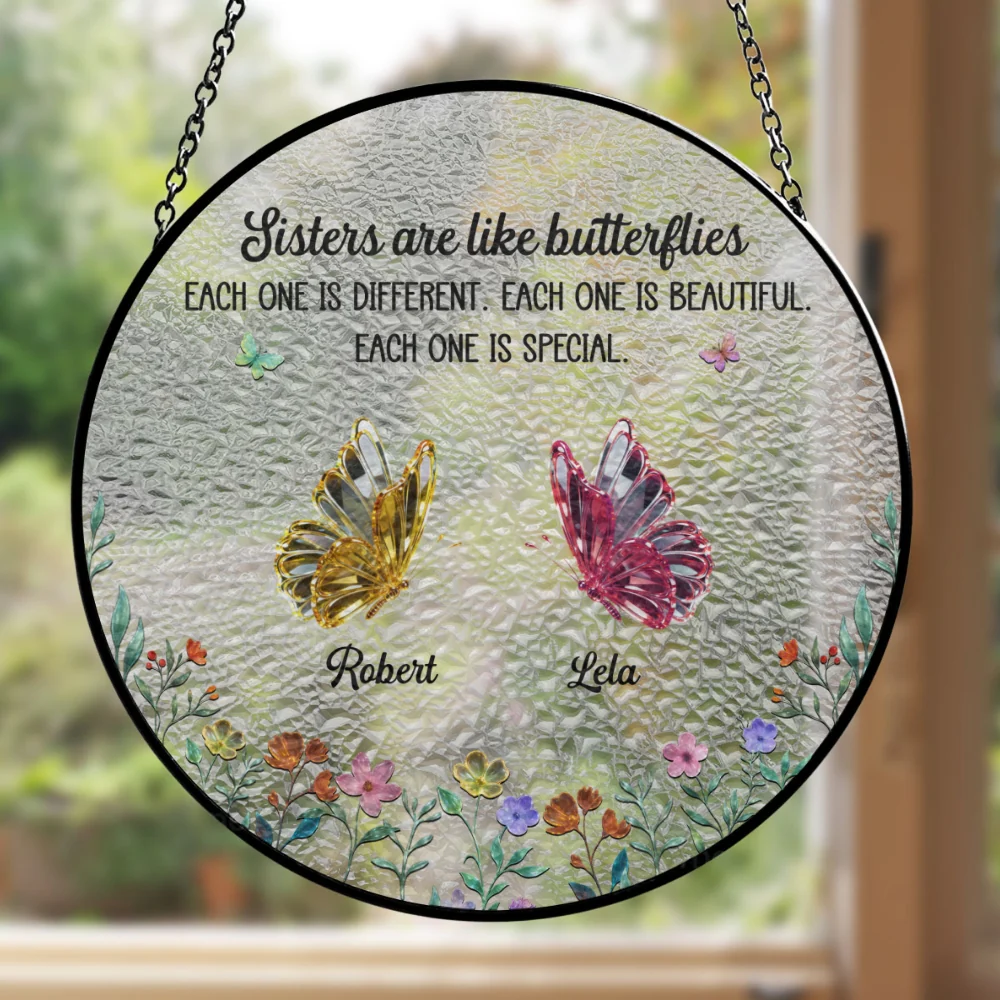 Festive Sister Love - Personalized Custom Window Hanging Suncatcher - Image 6