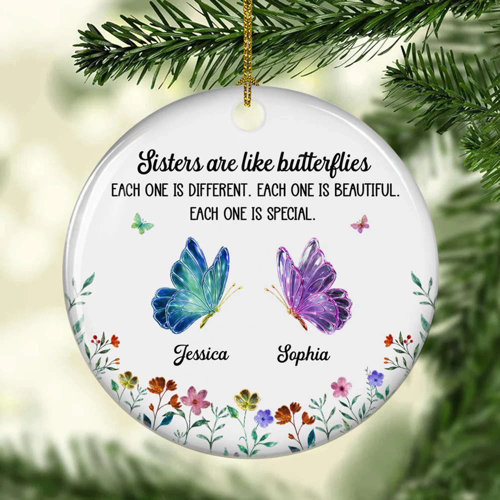 Festive Sister - Personalized Custom Ceramic Ornament - Image 2