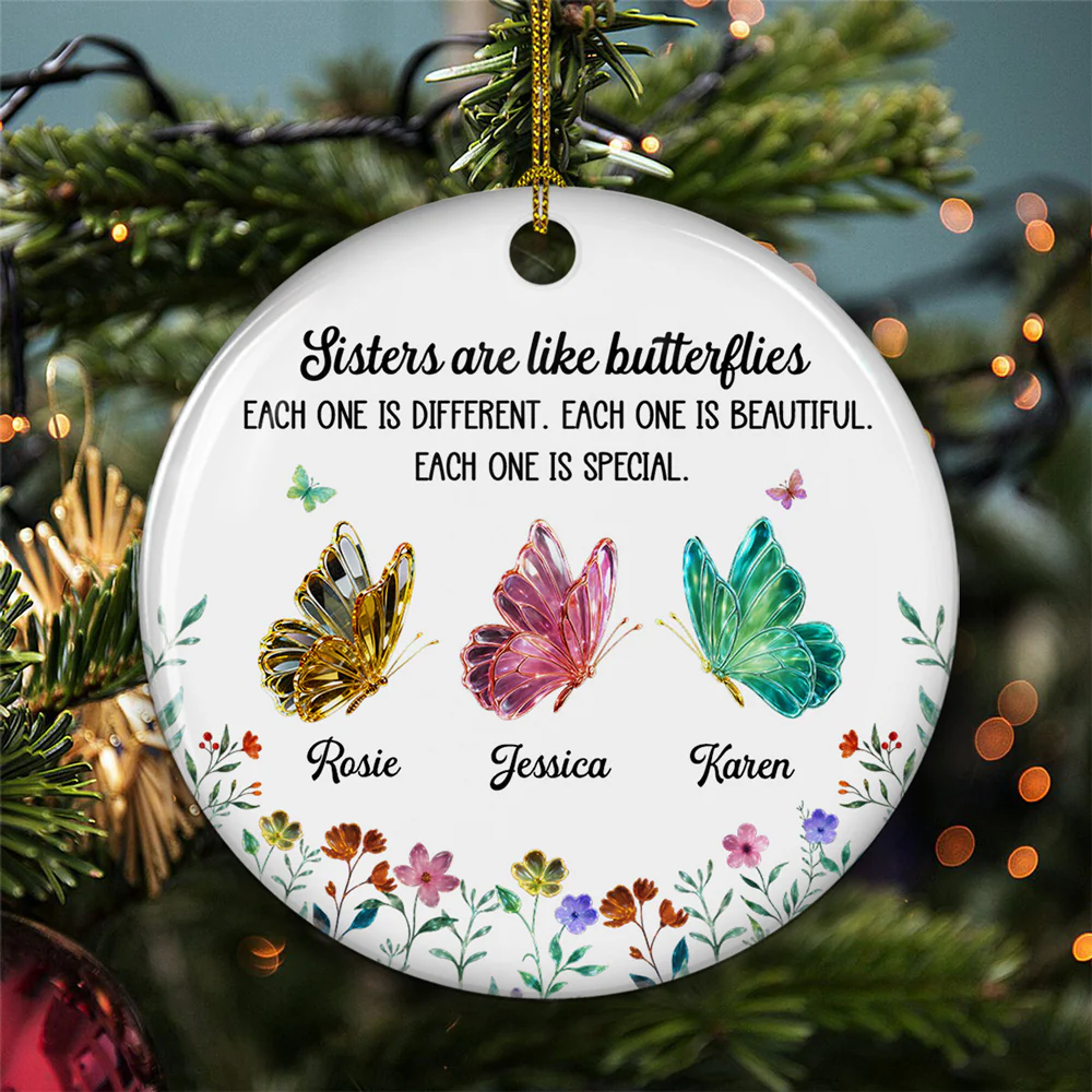 Festive Sister - Personalized Custom Ceramic Ornament - Image 4