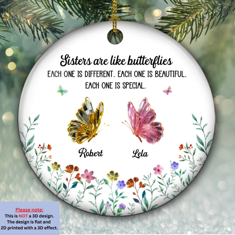 Festive Sister - Personalized Custom Ceramic Ornament - Image 6