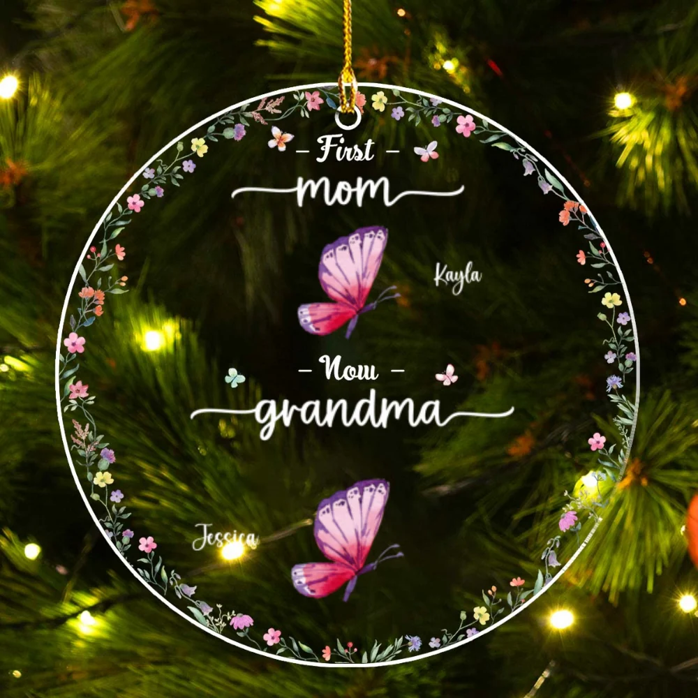 First And Now - Personalized Custom Acrylic Ornament - Image 6