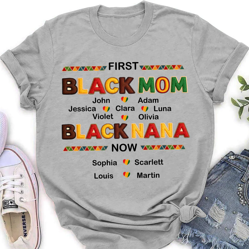 First Black Mom Now Black Grandma - Personalized Custom Shirt - Image 4