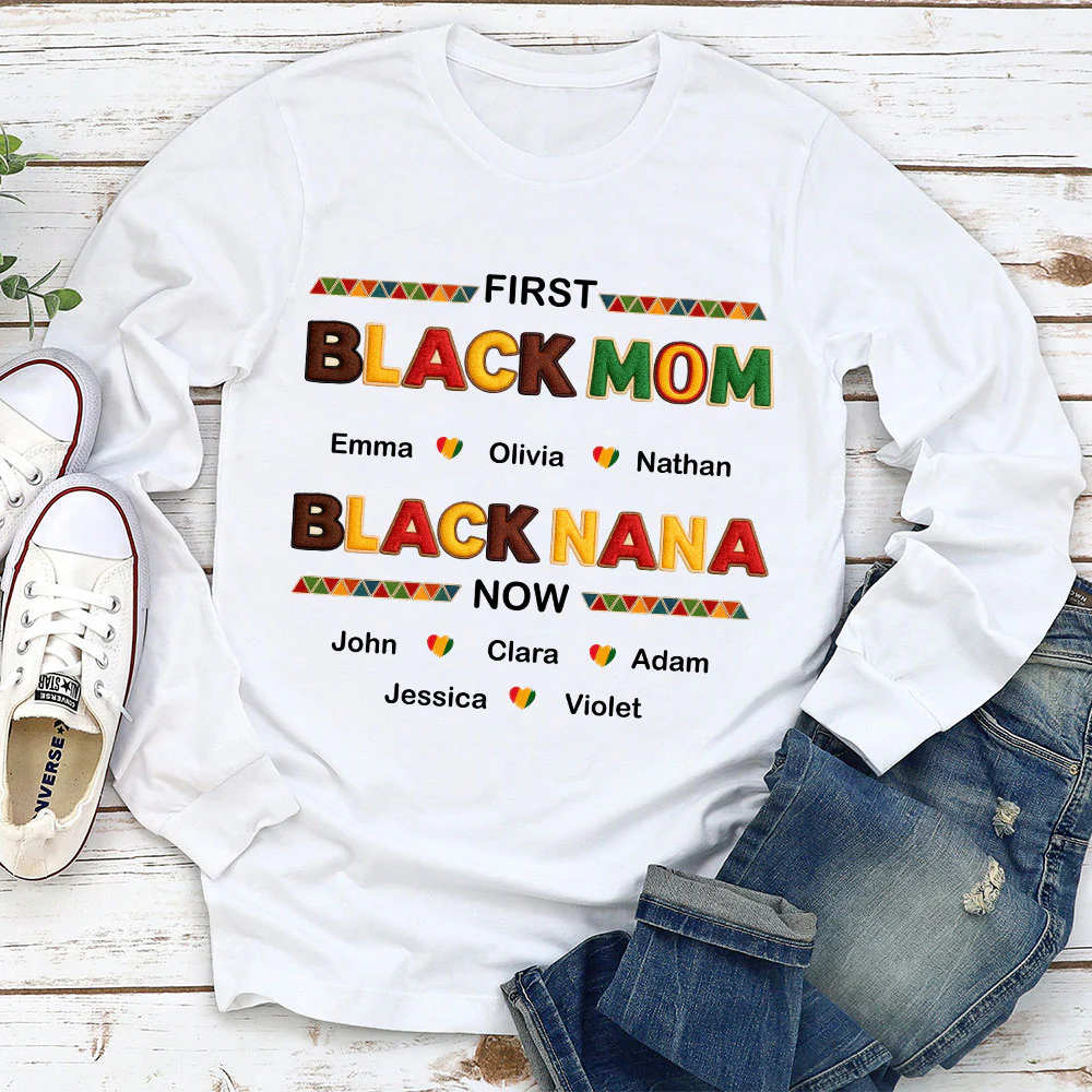 First Black Mom Now Black Grandma - Personalized Custom Shirt - Image 6