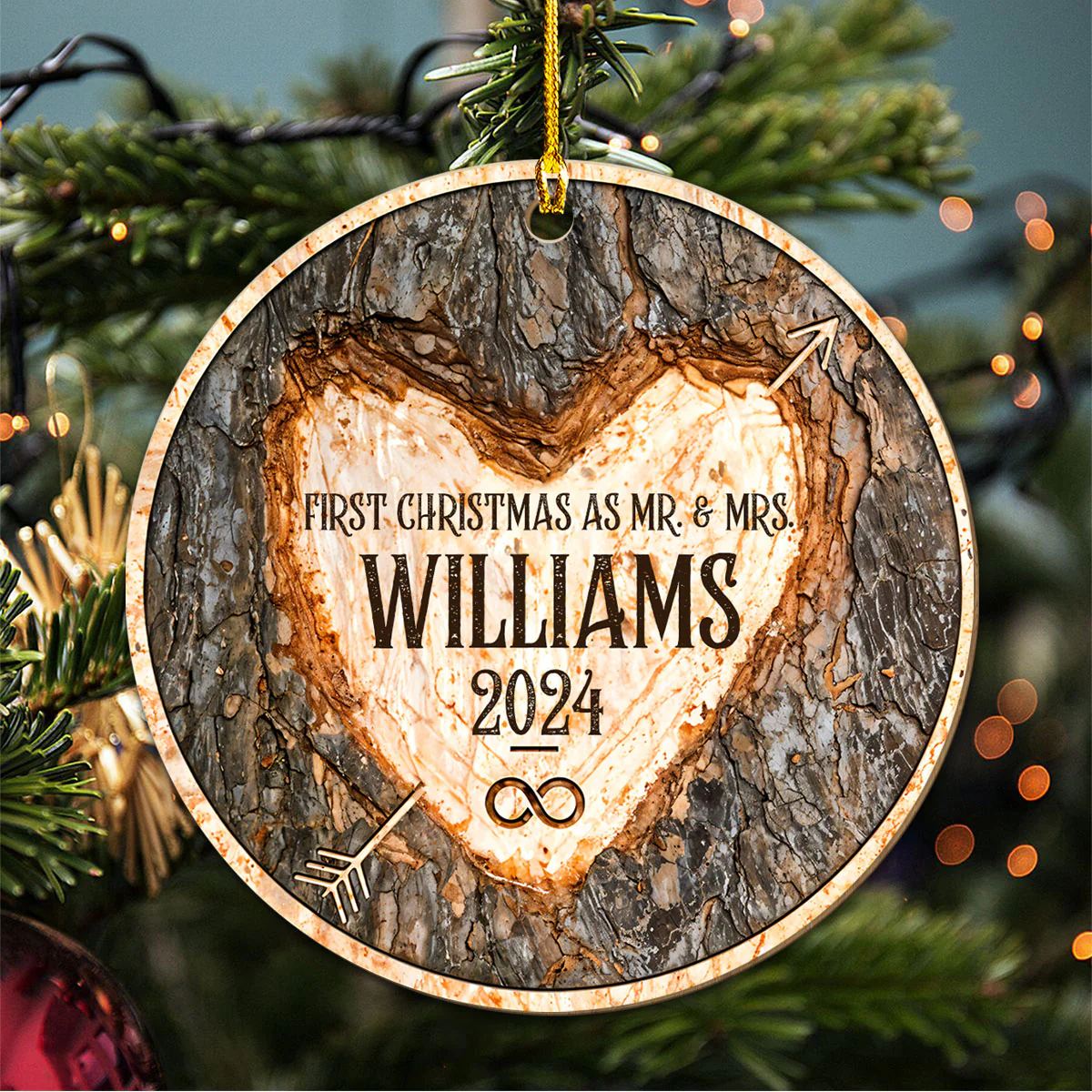 First Christmas Of Us - Personalized Custom Wood Ornament - Image 4