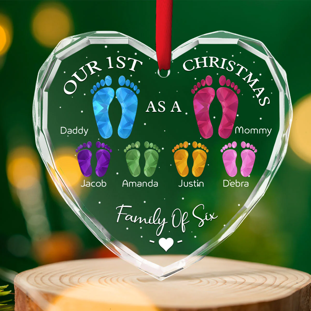 First Christmas As A Family - Personalized Custom Glass Ornament - Image 5