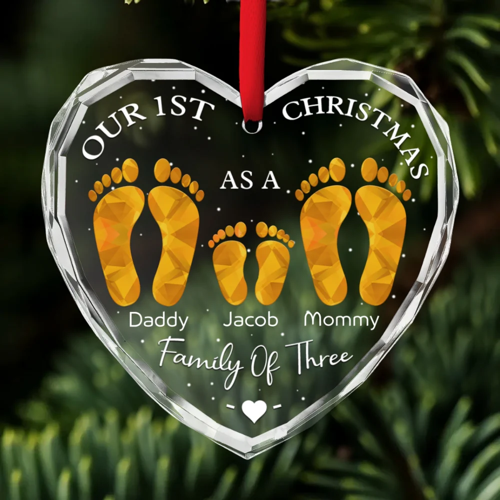 First Christmas As A Family - Personalized Custom Glass Ornament - Image 6