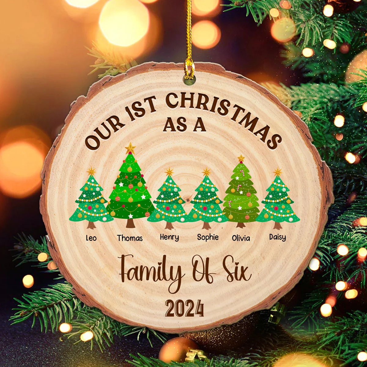 First Christmas As A Family - Personalized Custom Wood Ornament - Image 3